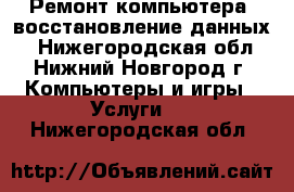 Ремонт компьютера, восстановление данных. - Нижегородская обл., Нижний Новгород г. Компьютеры и игры » Услуги   . Нижегородская обл.